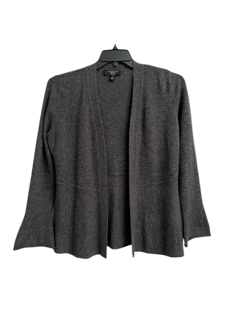 Cashmere Cardigan Dark Heather Gray Sweater Flared Bell Sleeves Women’s Small - Picture 2 of 7